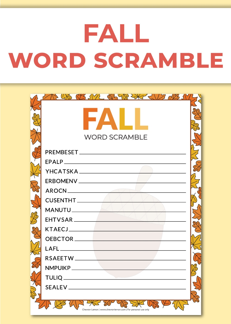 Word Scramble Printable Free