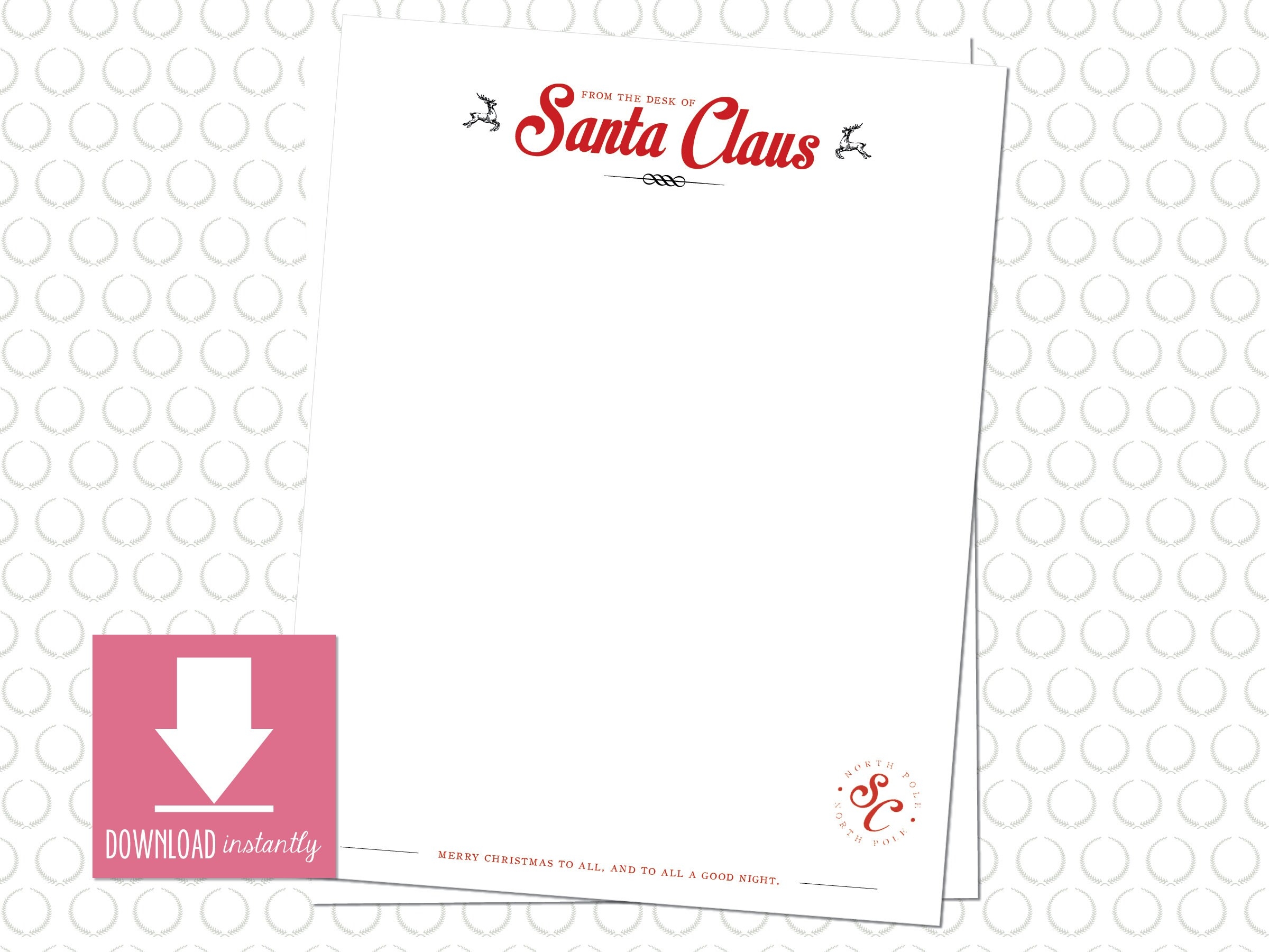 Printable From The Desk Of Santa Letterhead Instant Printable Digital Download Letter From Santa Claus As A Jpg Pdf And Editable Word Doc Etsy Finland