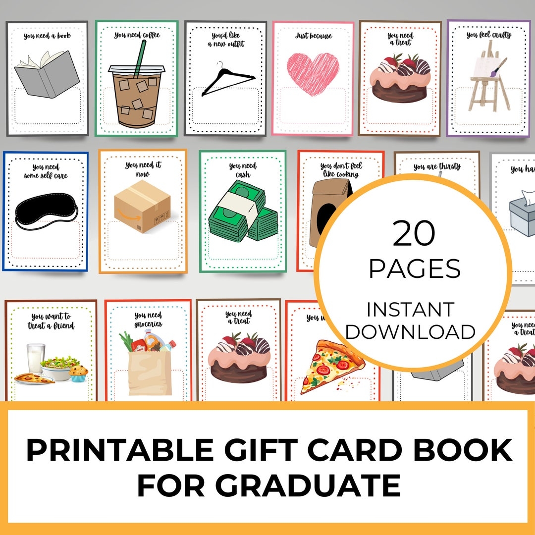 Printable Gift Card Book For College Care Package High School Graduation Card Holder First Year Of College Gift From Parent Survival Kit Etsy