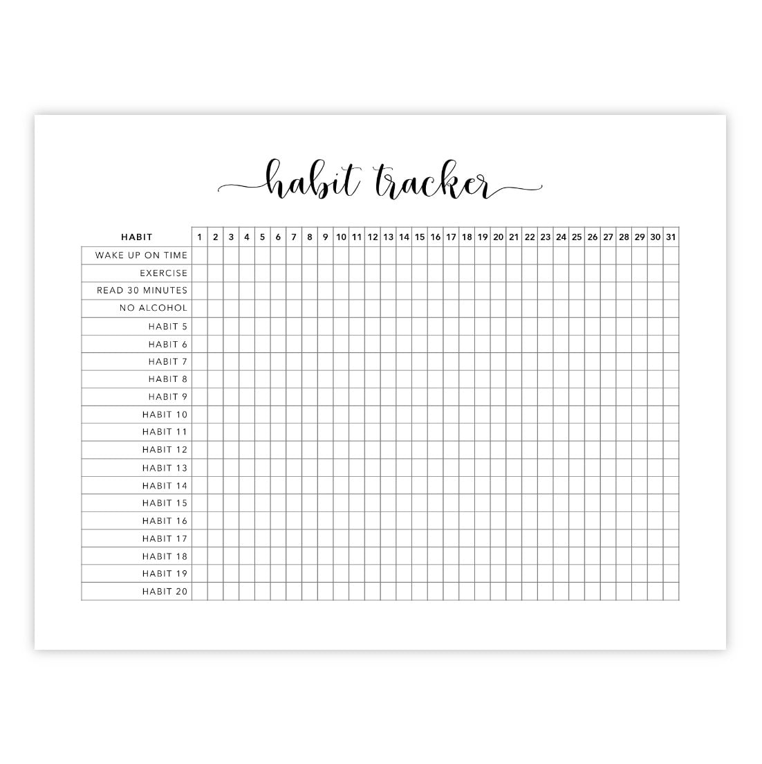 Printable Habit Tracker Habit Tracking PDF Habit Printable Daily Habit Tracker Monthly Habit Tracker Habit Tracker Download