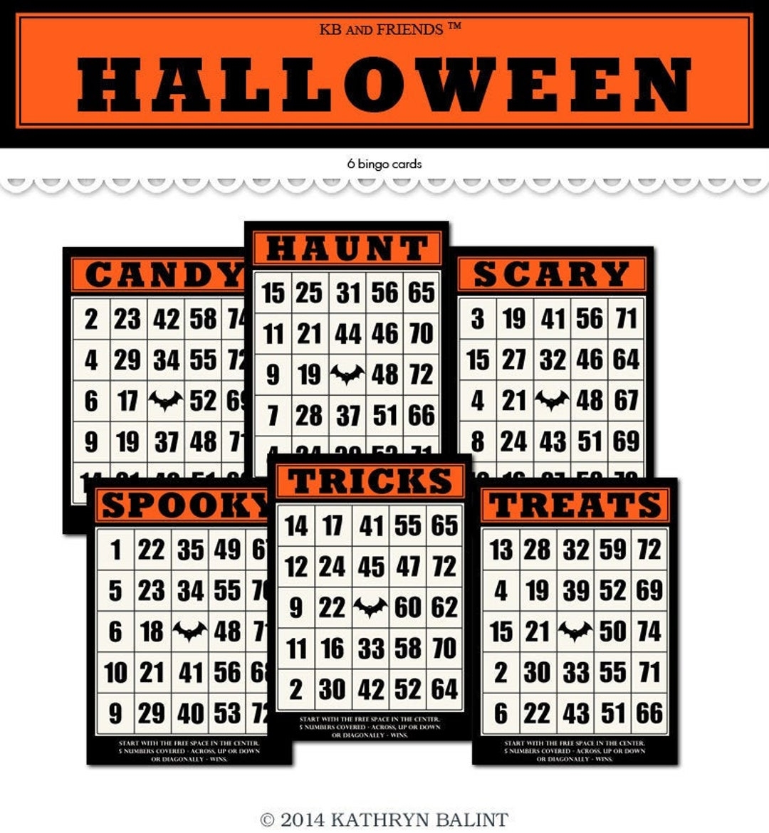 Printable Halloween Bingo Cards For Crafts Digital Ephemera Cards Sized At 5