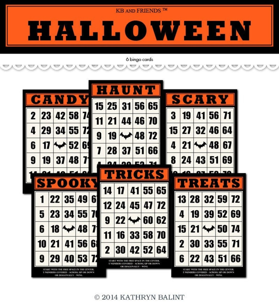 Printable Halloween Bingo Cards For Crafts Digital Ephemera Cards Sized At 5