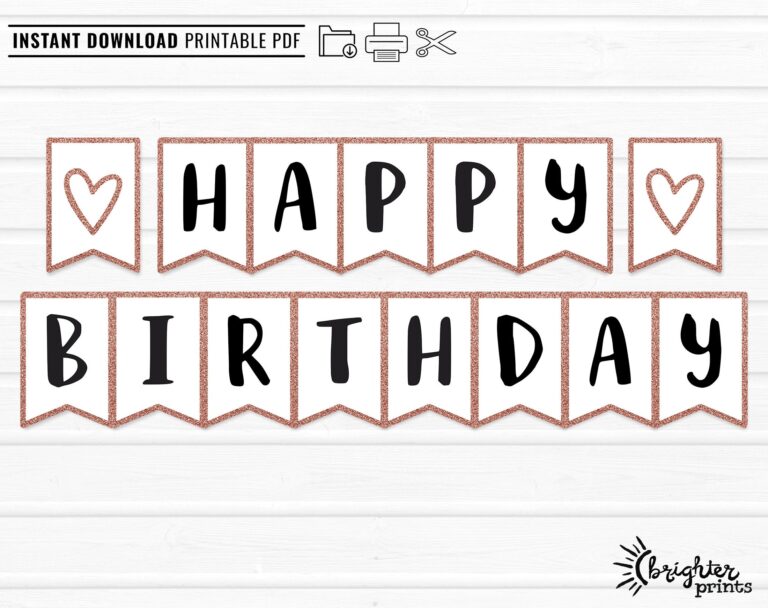 Printable Happy Birthday Banner INSTANT DOWNLOAD DIY Download U0026 Print Rose Gold Glitter Bday Party Decor Bunting Etsy UK