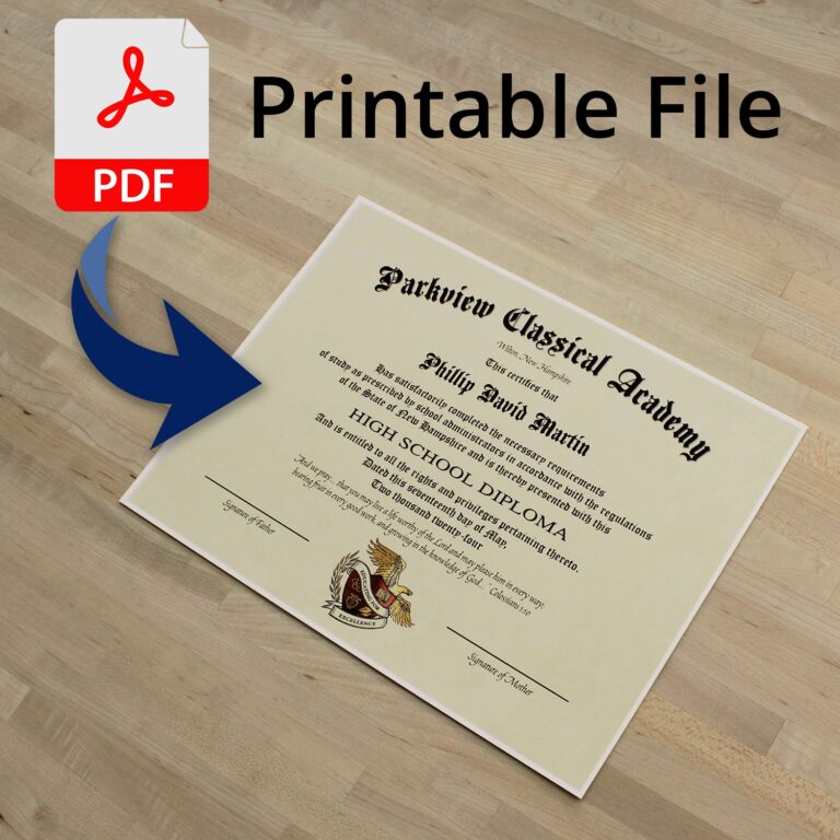 Printable High School Diploma For Homeschools