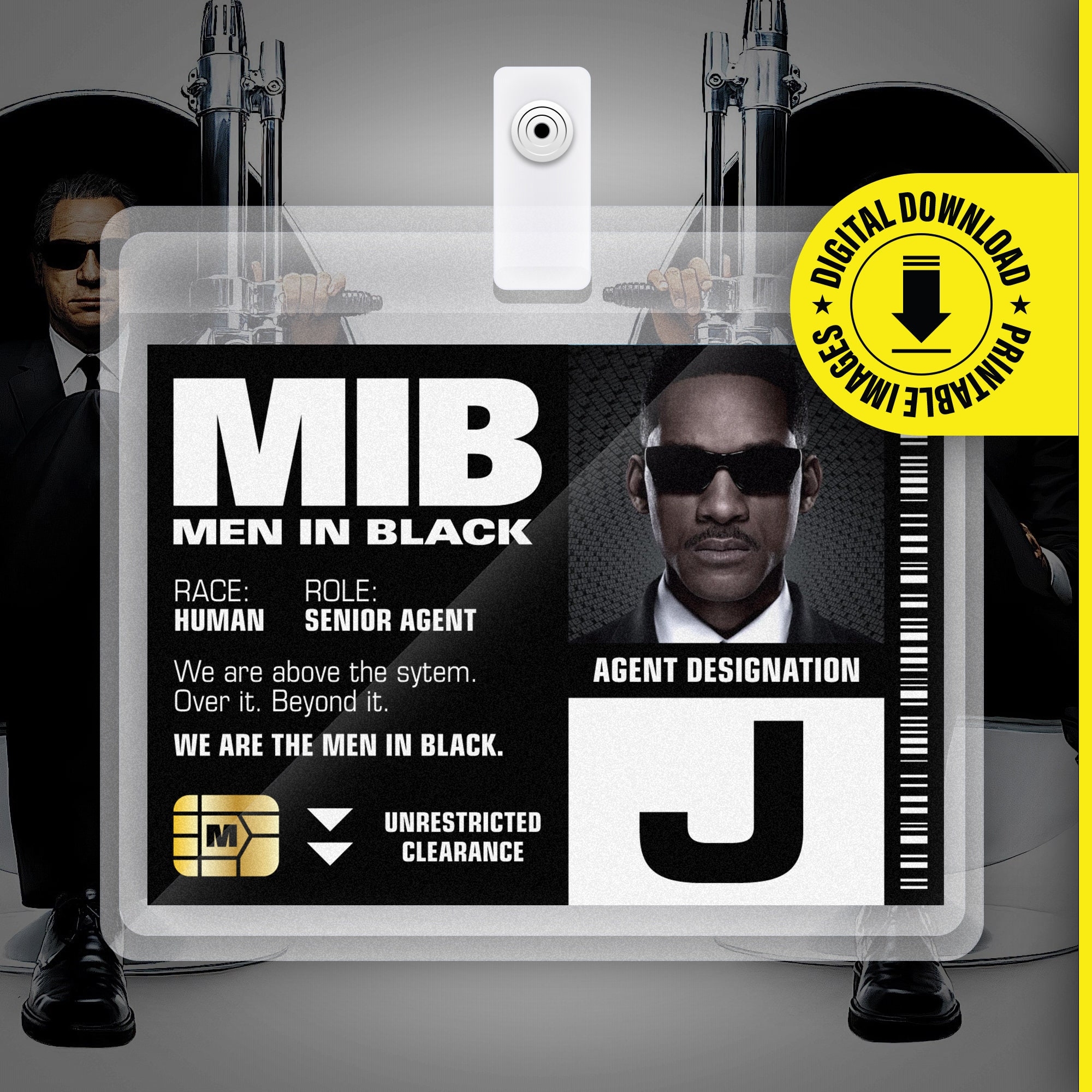 Printable Id Badge Mib Etsy New Zealand