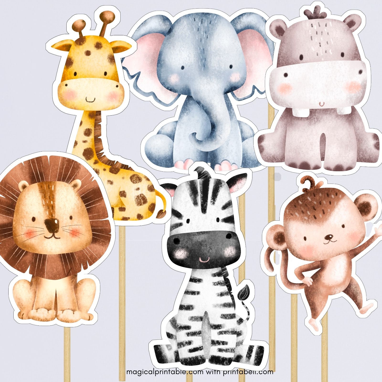 Printable Jungle Animals Centerpieces Safari Animals Cutouts Jungle Cake Topper Jungle Baby Shower Decorations Safari Birthday TLC724 Etsy