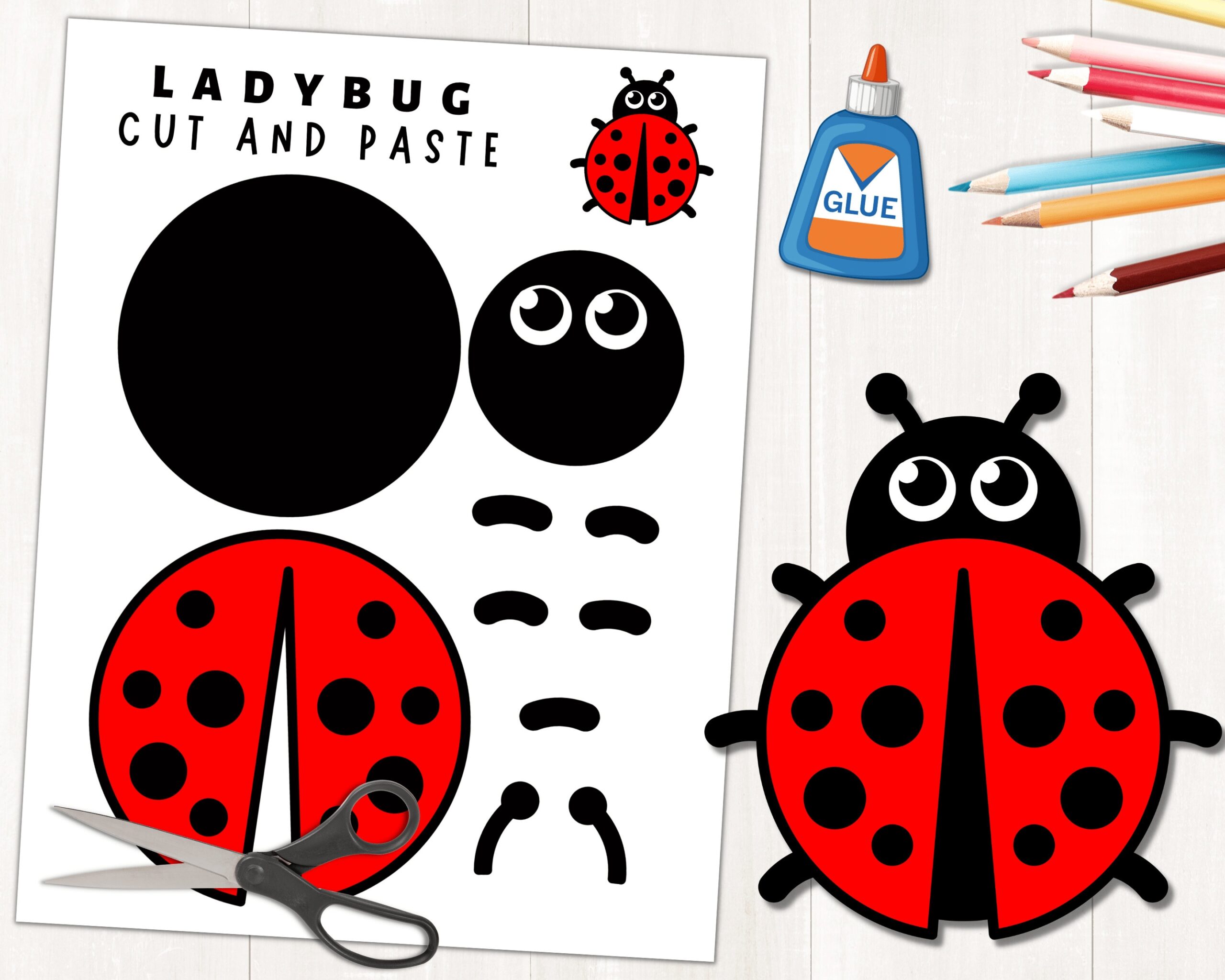 Printable Ladybug Craft Template For Kids Spring Activity Insect Craft Color Cut And Glue Build A Paper Ladybug Digital Download Etsy UK
