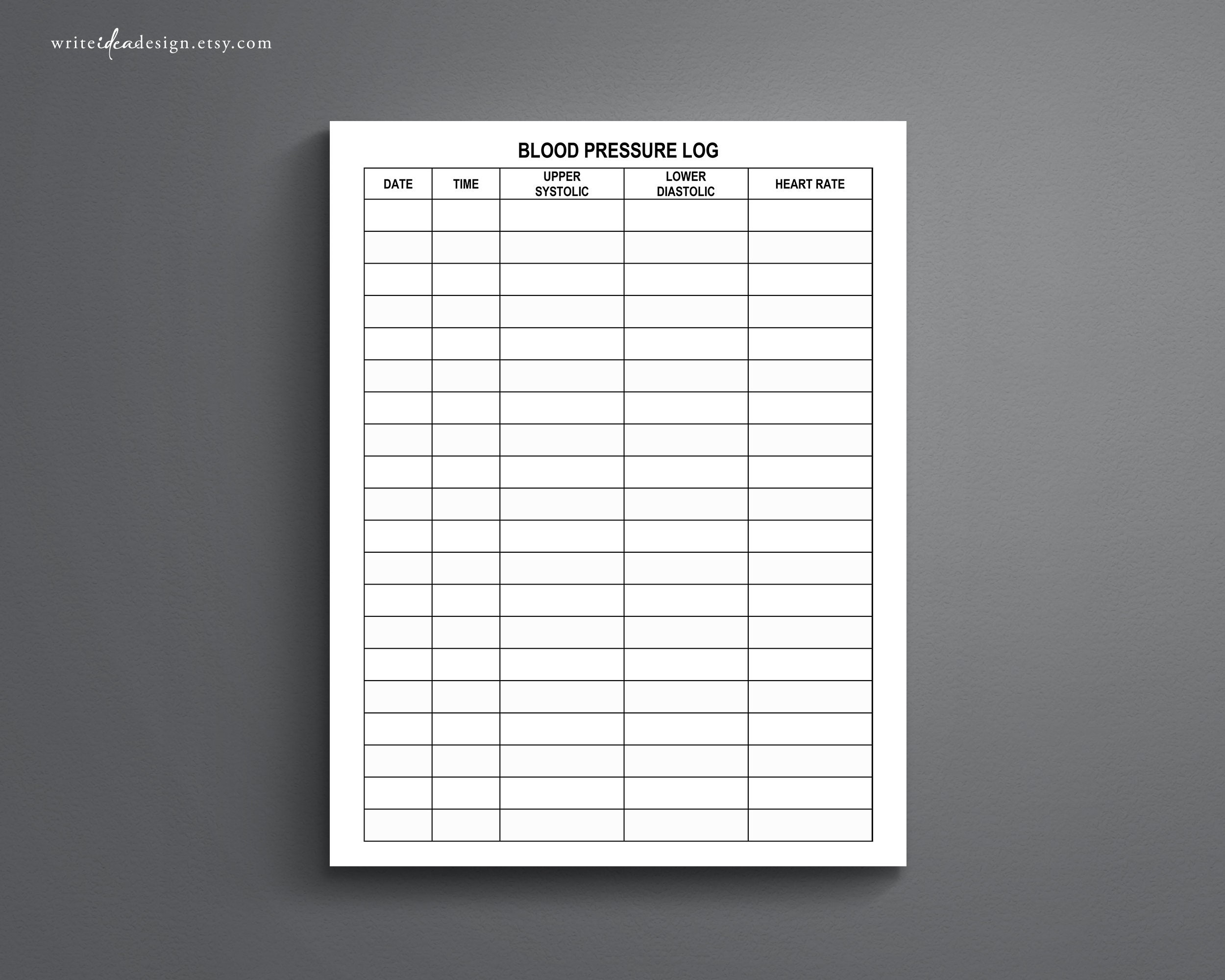 Printable Large Print Blood Pressure Log Blood Pressure Tracker 