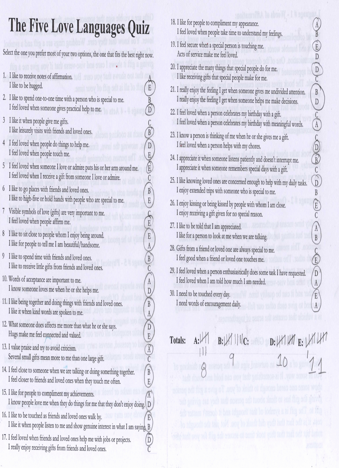 Printable Love Language Quiz Worksheets Library