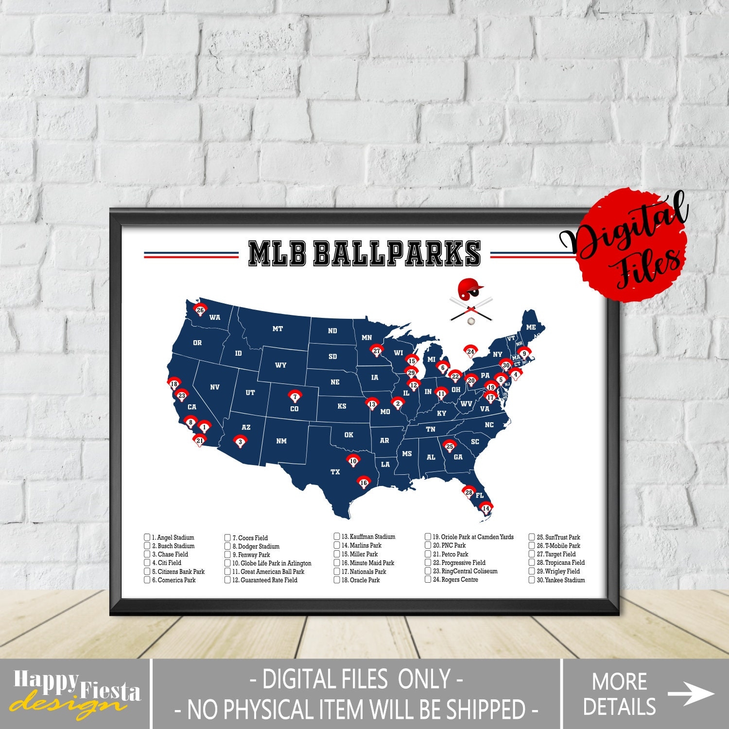 PRINTABLE MLB Ballparks Map baseball Stadiums Map major League Baseball Ballparks Checklist baseball Map baseball Checklist baseball Gift Etsy