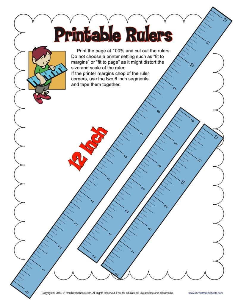Printable Mm Ruler U0026 Inches Ruler K12 Math Worksheets