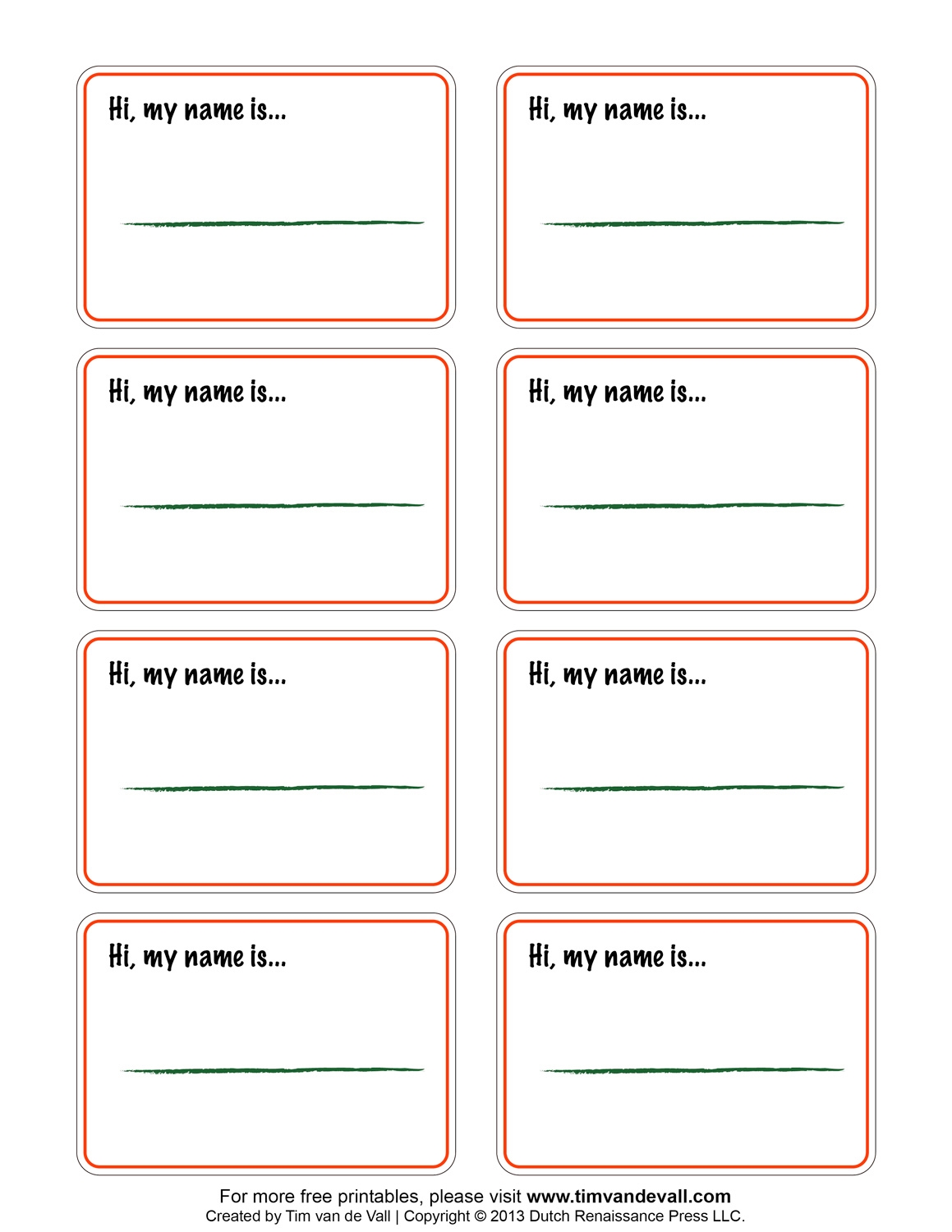 Name Tag Printable Free