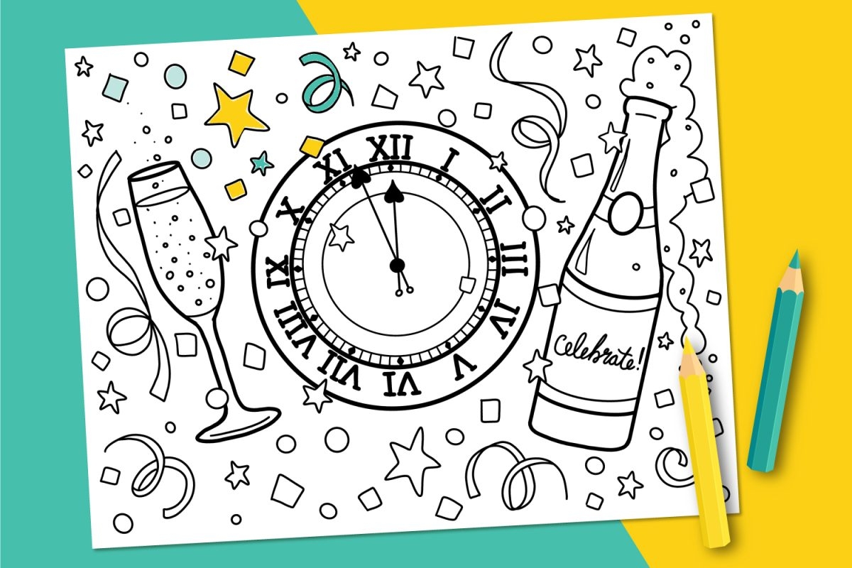 Printable New Year s Eve Coloring Page Hey Let s Make Stuff