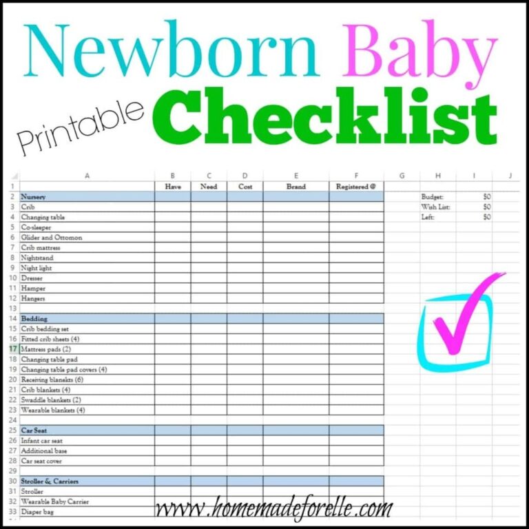 Printable Newborn Checklist