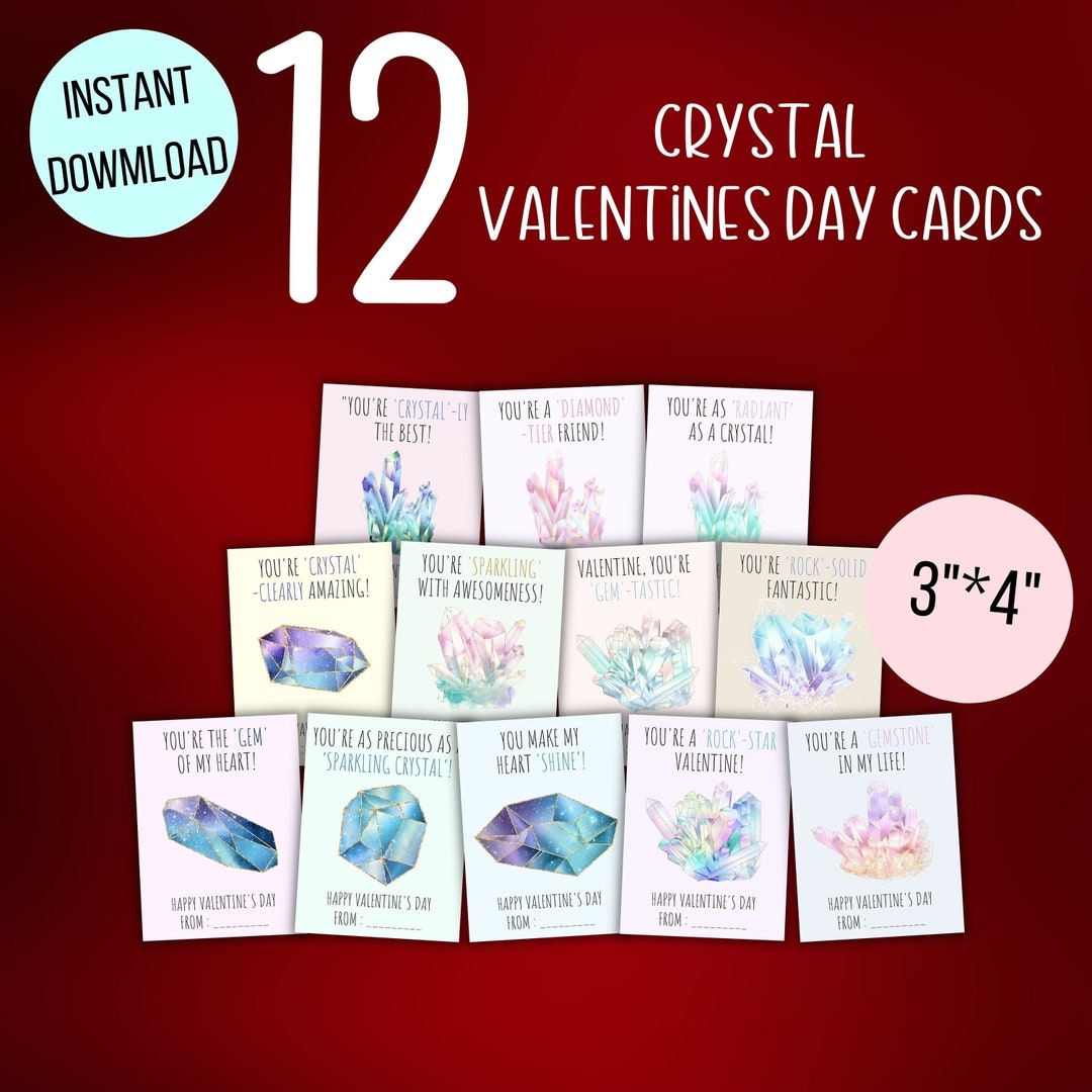 Printable Pastel Kids Geode Valentine Cards Crystal Valentine Cards Classroom Valentine Cards Valentine You Rock INSTANT DOWNLOAD Etsy