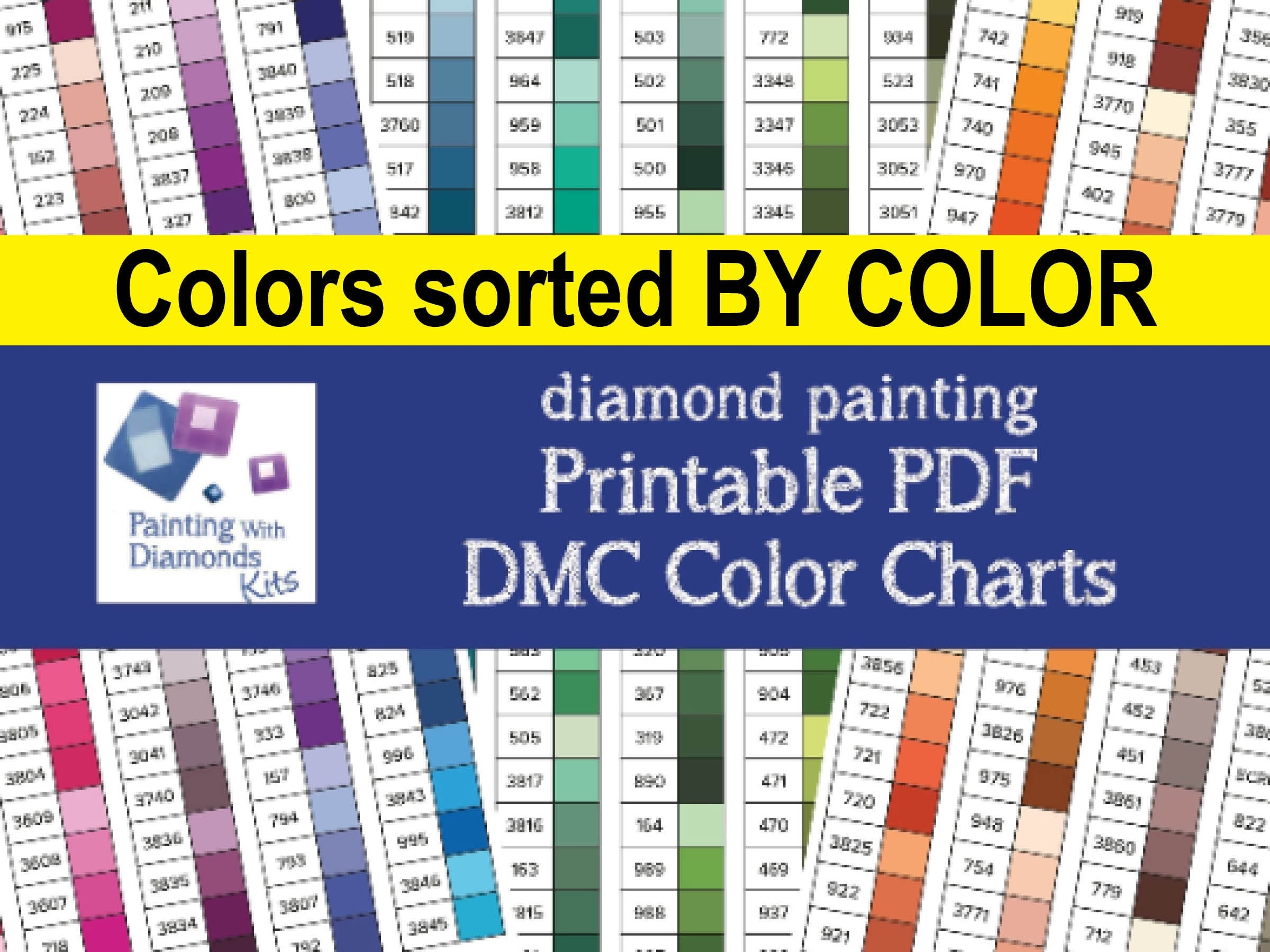 PRINTABLE PDF DMC Color Charts Diamond Painting Drill Color Card Painting With Diamonds Kits Diamond Drills Color Print Your Own Color Chart Etsy