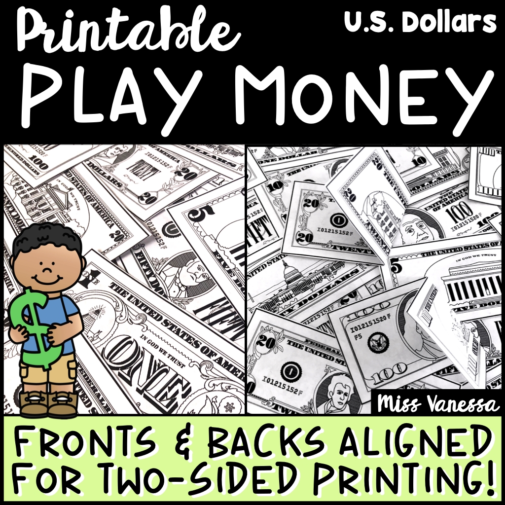 Printable Play Money US Dollar Bills Made By Teachers