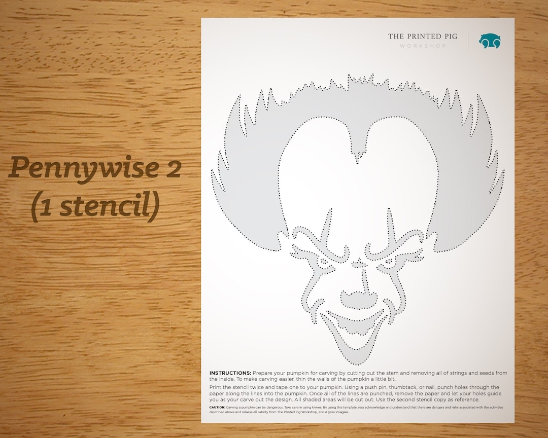 Printable Pumpkin Carving Pattern Pennywise The Clown From IT Etsy UK