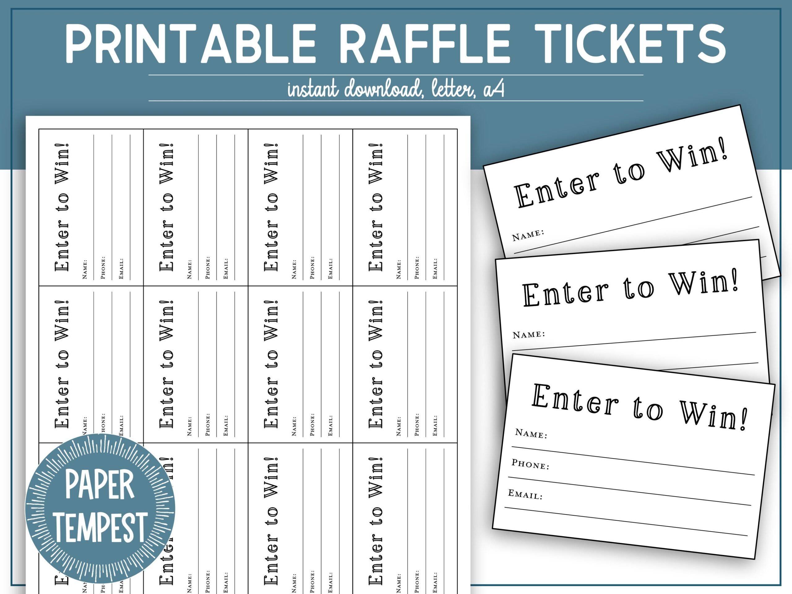 Printable Raffle Tickets Template Enter To Win Tickets Printable 