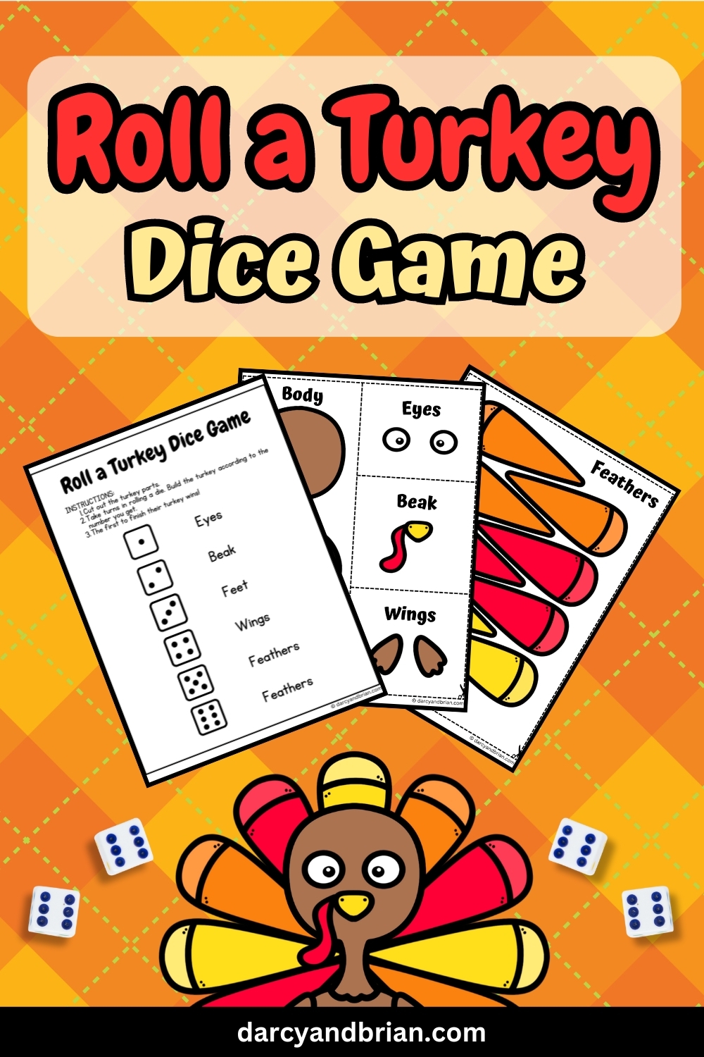 Printable Roll A Turkey Dice Game
