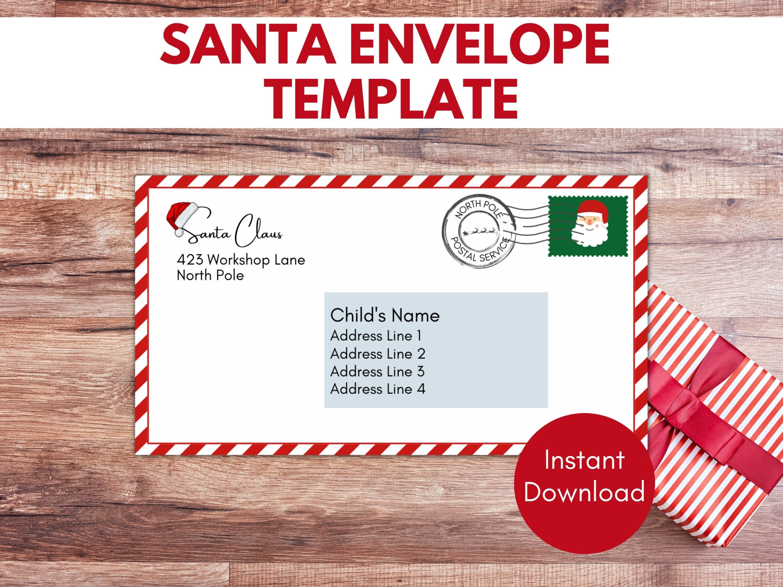 Printable Santa Claus Envelope Letter From Santa Envelope Santa Envelope Template North Pole Envelope Editable Santa Envelope Etsy