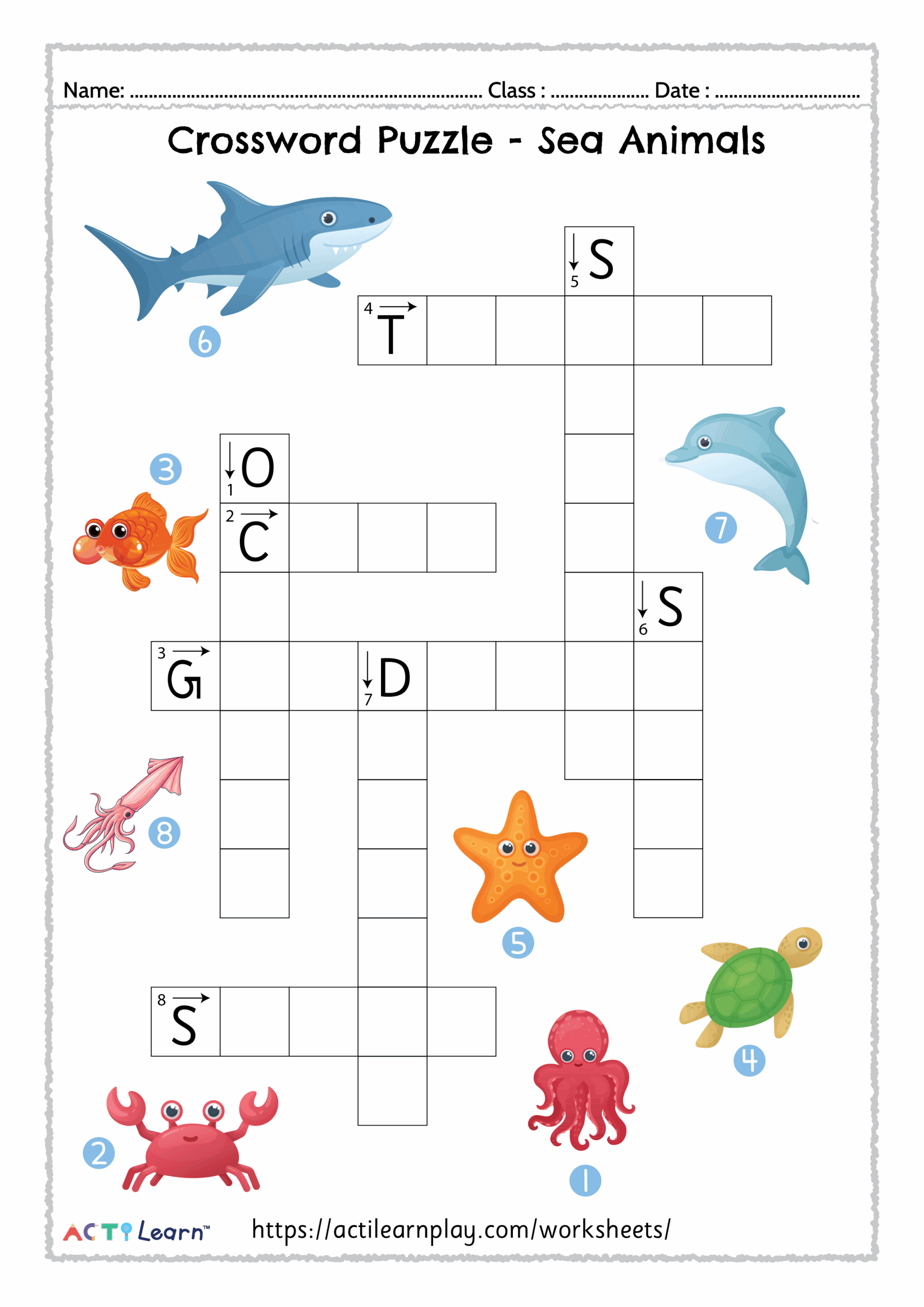 Free Printable Sea Creatures