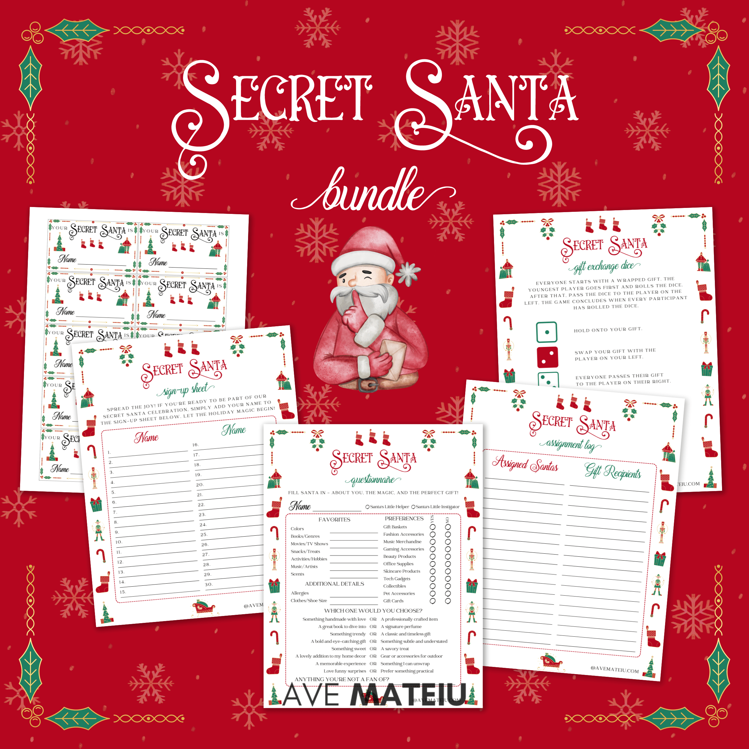 Printable Secret Santa Bundle