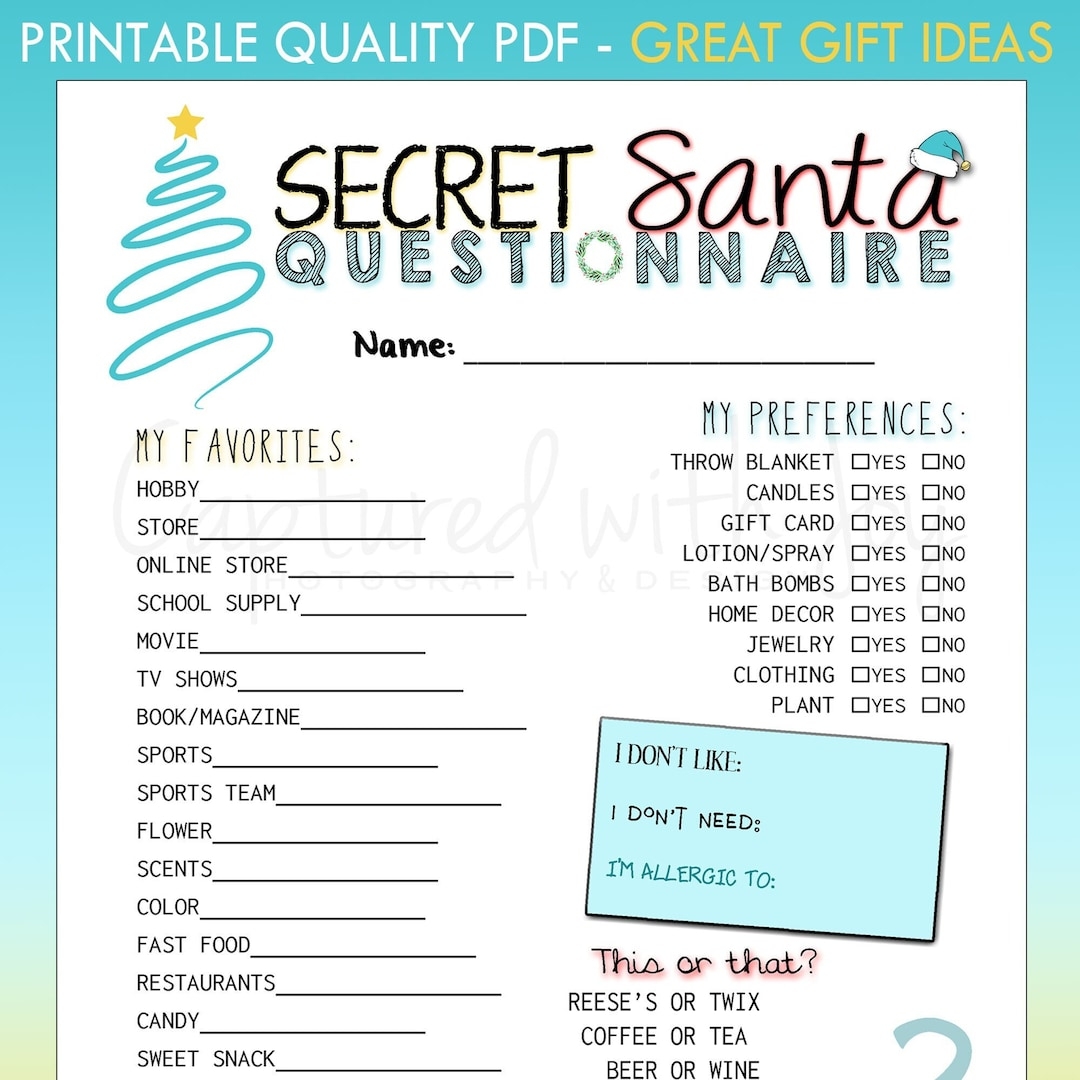 Secret Santa Free Printable