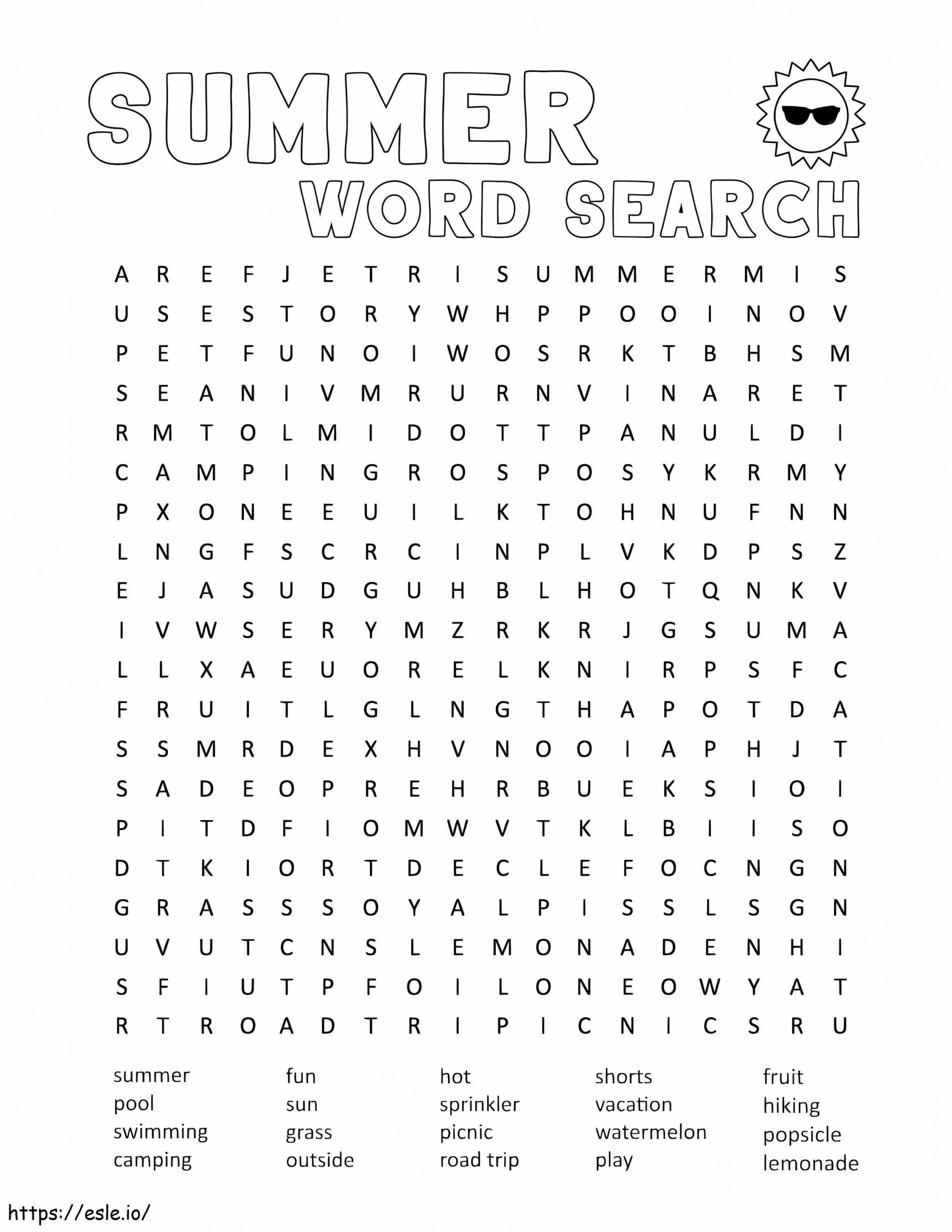 Printable Summer Word Search Coloring Page
