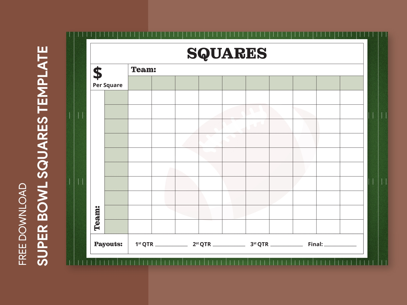 Printable Super Bowl Squares Free