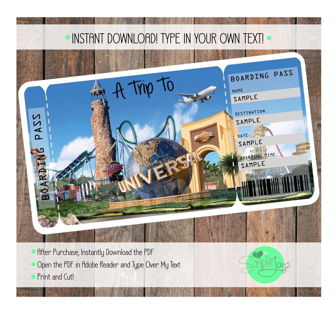 Free Printable Universal Studios Tickets Pdf
