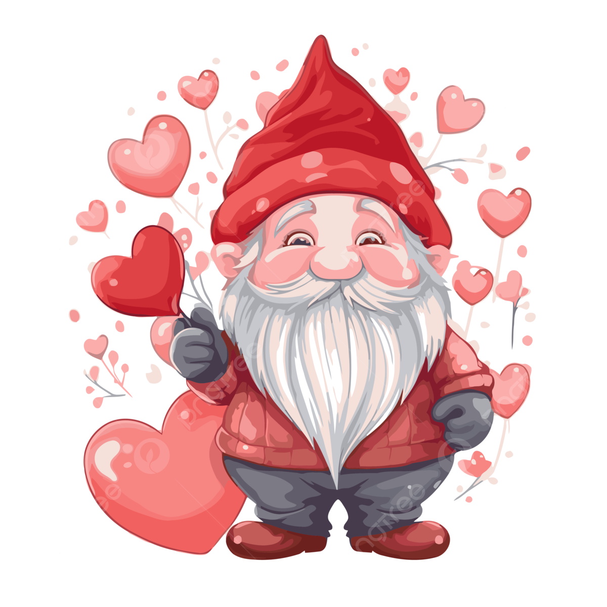 Printable Valentine Gnome Clipart Valentines Day Cute Gnome Holding A Heart And Two Hearts Cartoon Vector Heart Clipart Hearts Clipart Cute Clipart PNG And Vector With Transparent Background For Free Download