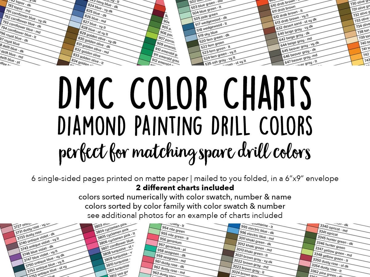 PRINTED DMC Color Charts Diamond Painting Drill Color Charts 2 In 1 Diamond Dotz Colors Spare Drill Color Charts Printed U0026 Mailed Folded Etsy