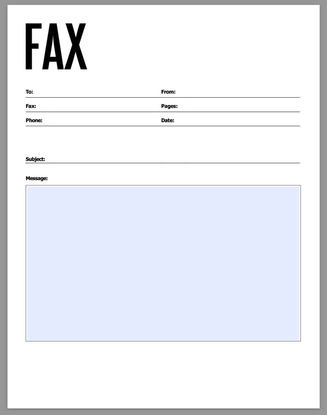 Free Printable Fax Cover Sheet Template