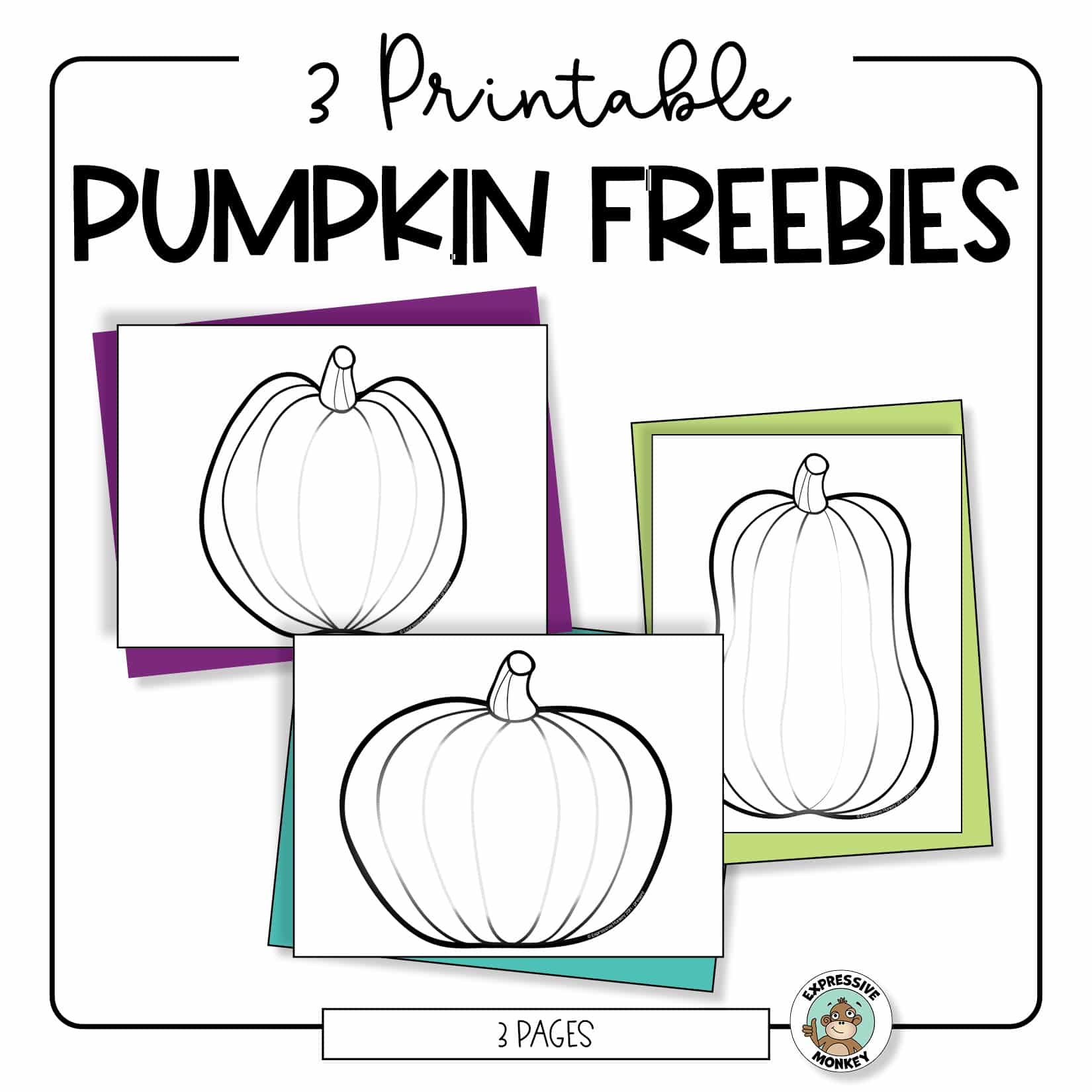 Pumpkin Coloring Sheets Expressive Monkey