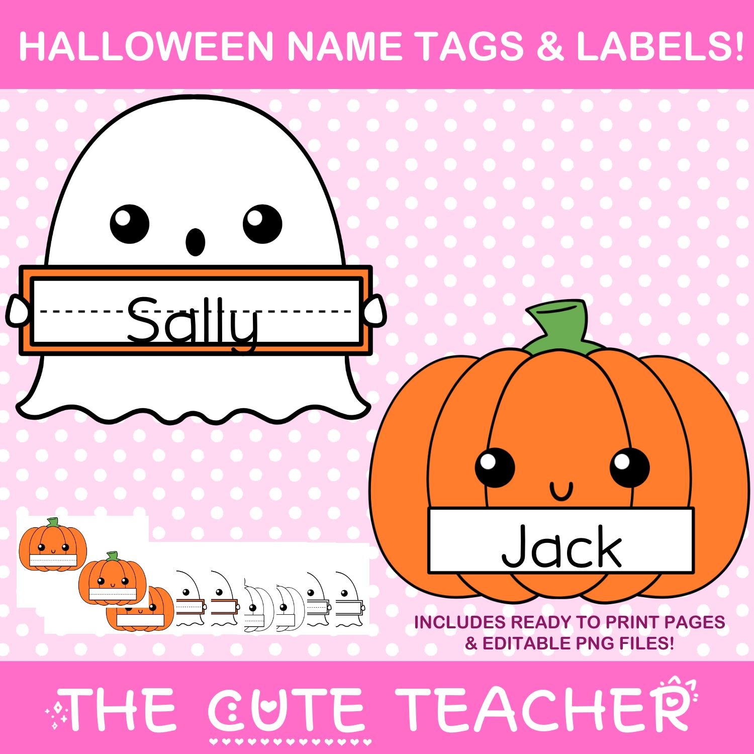 Pumpkin U0026 Ghost Theme Name Tags Printable Halloween Bulletin Board Ideas Etsy