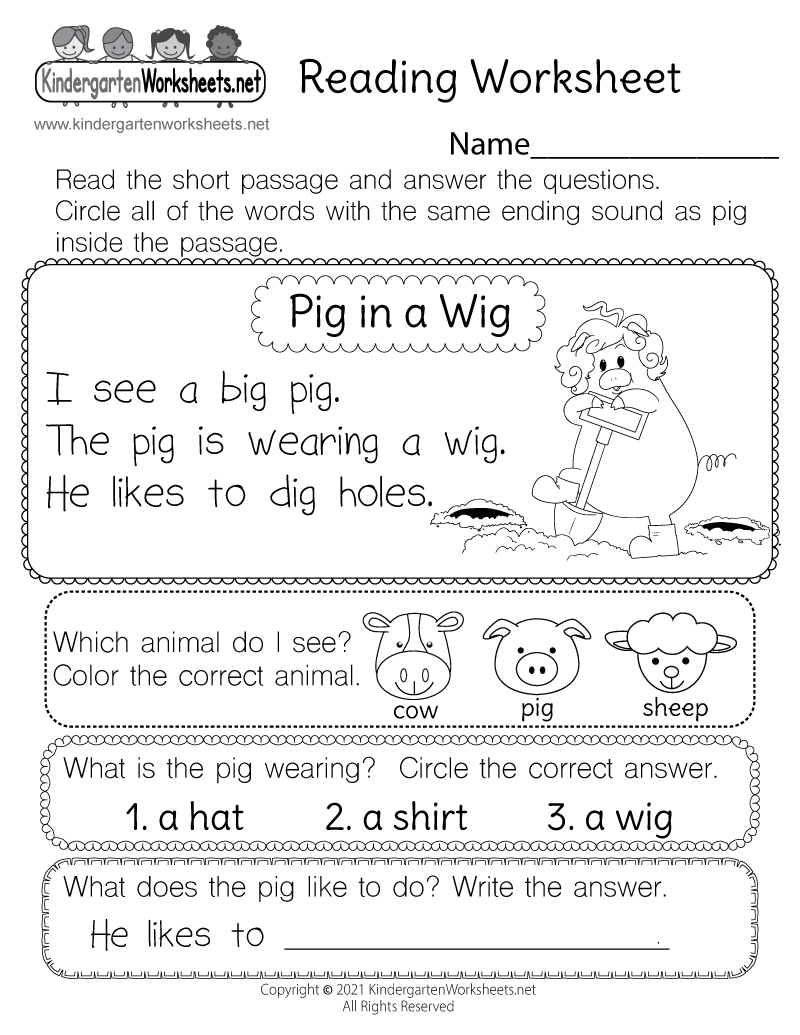 Reading Worksheet For Kids Free Printable Digital U0026 PDF