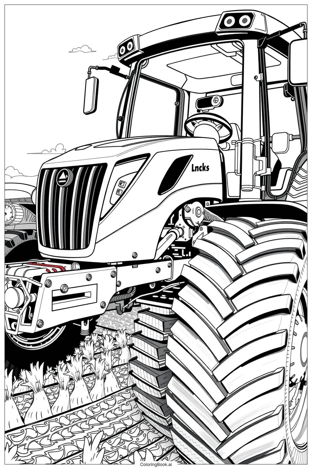 Realistic Tractor Working Coloring Page Free PDFu0026PNG Printable 