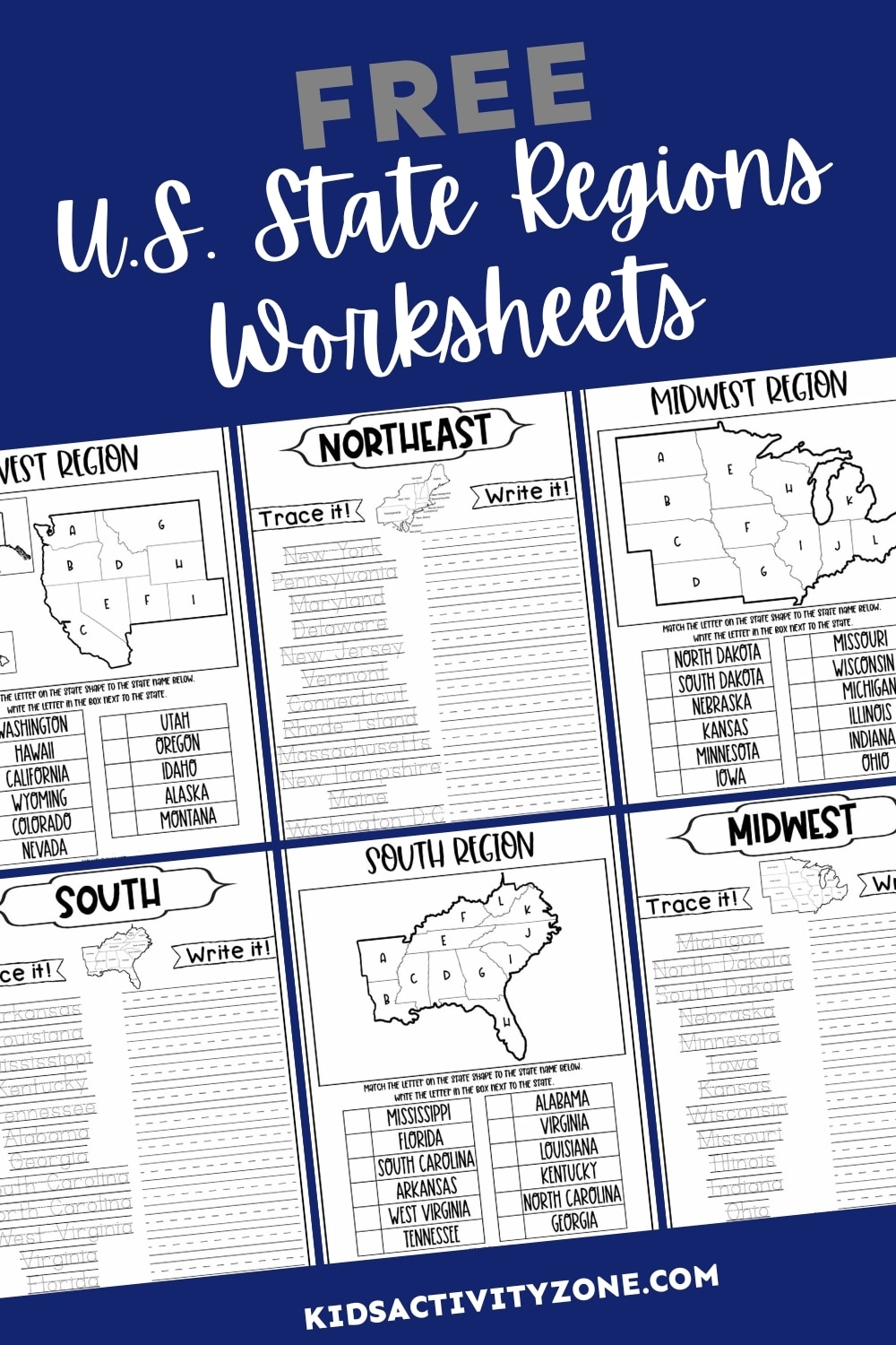 Regions Of The United States Worksheets Kids Activity Zone
