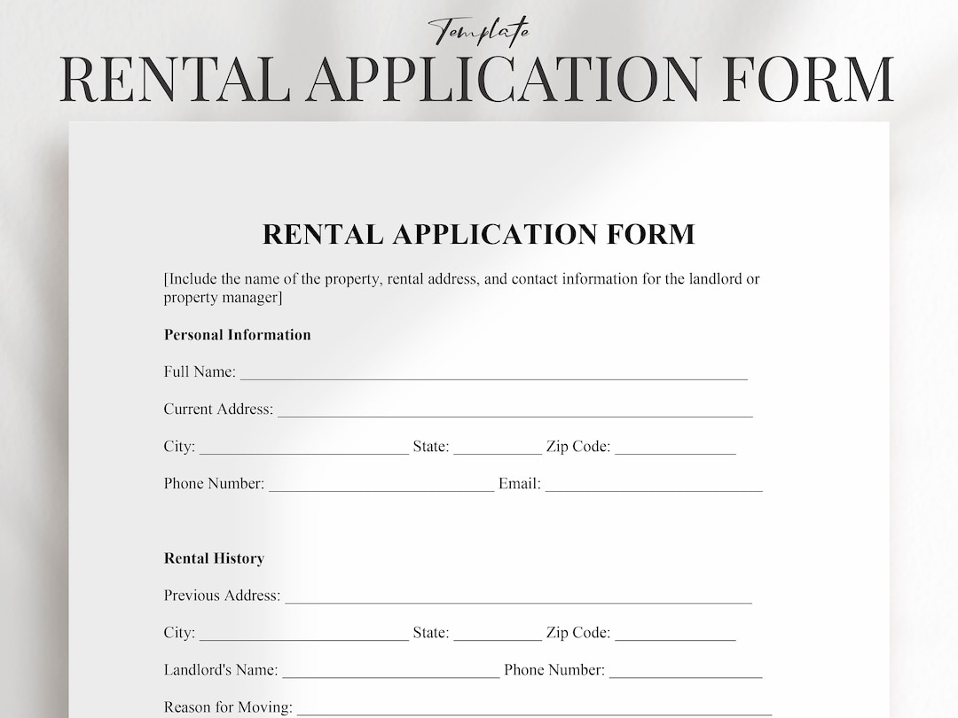 Free Printable Rental Application Form