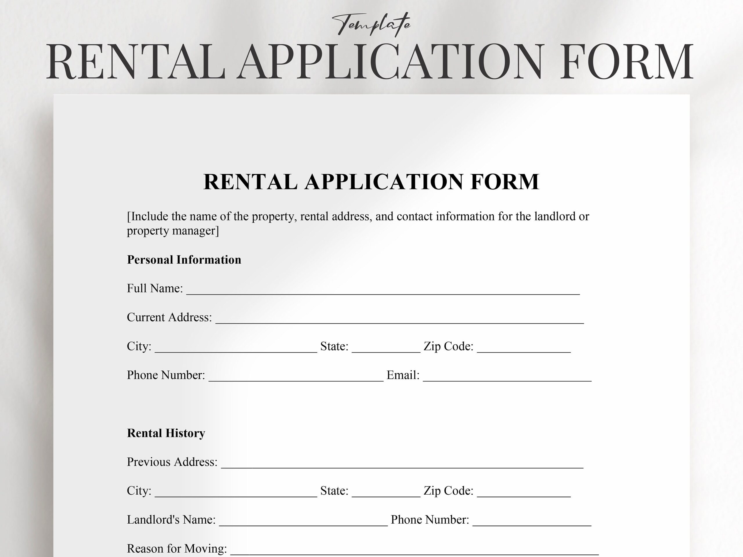 Free Printable Rental Application