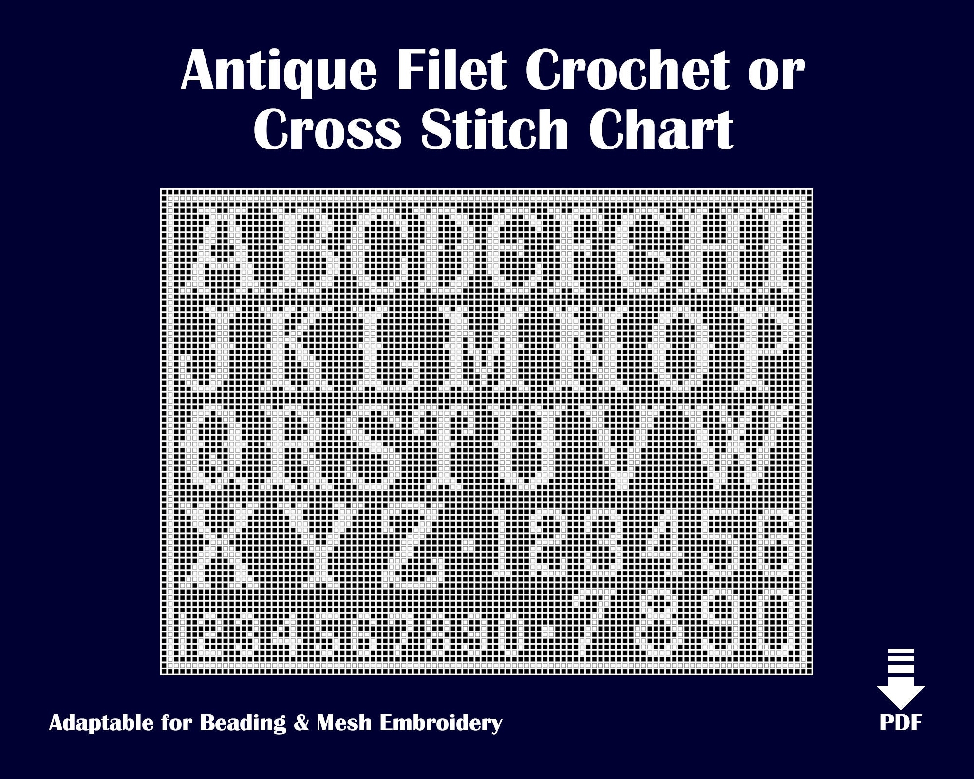 Reproduction Antique 1912 Pattern Chart For Filet Crochet Cross Stitch Alphabet Letters Numbers 002 Updated Easy to read Format Etsy UK