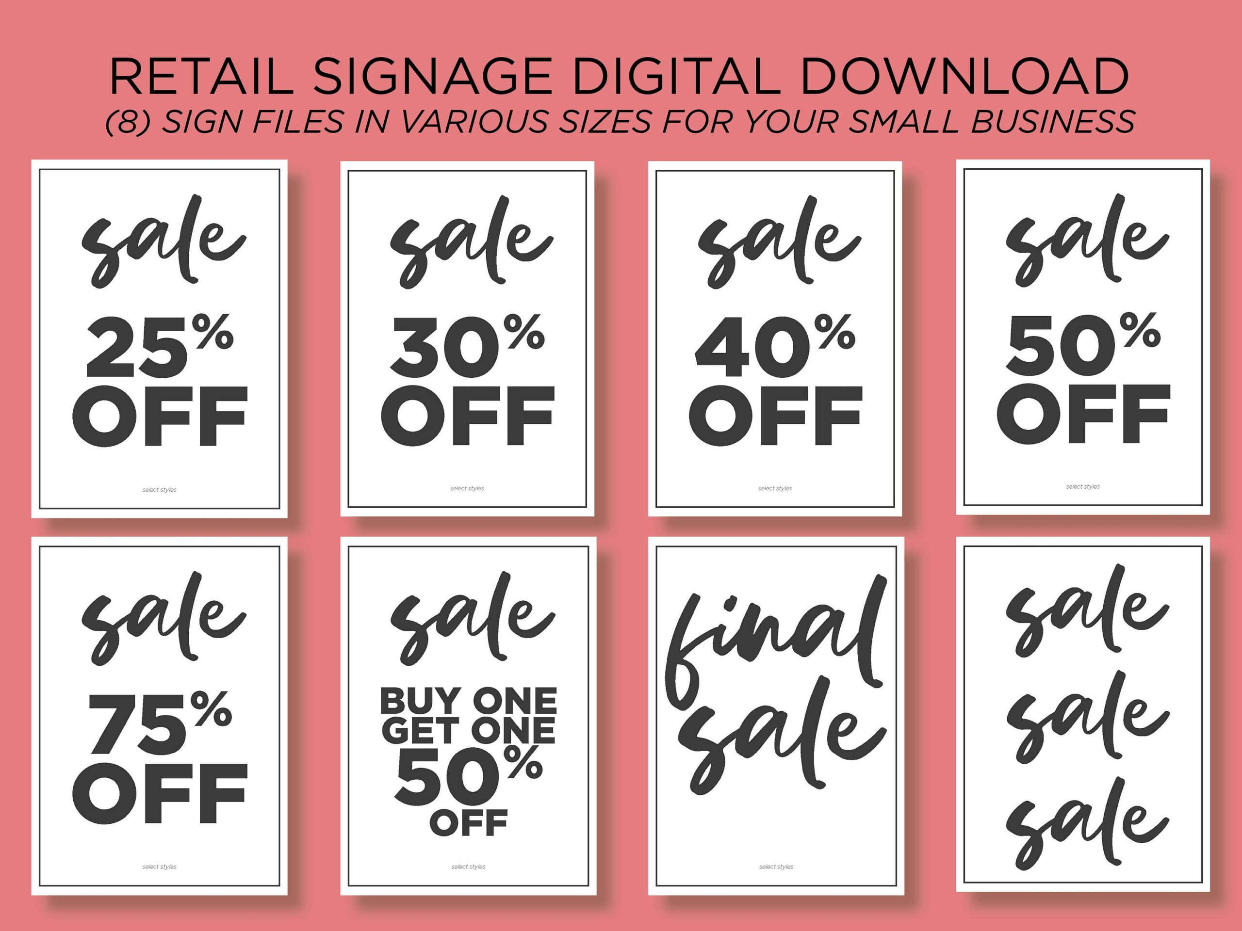 RETAIL SALE Sign Bundle I Download U0026 Print I Store Signs I Posters I Price Point Signs I Retail Marketing I Print Multiple Sizes I Shop Sign Etsy