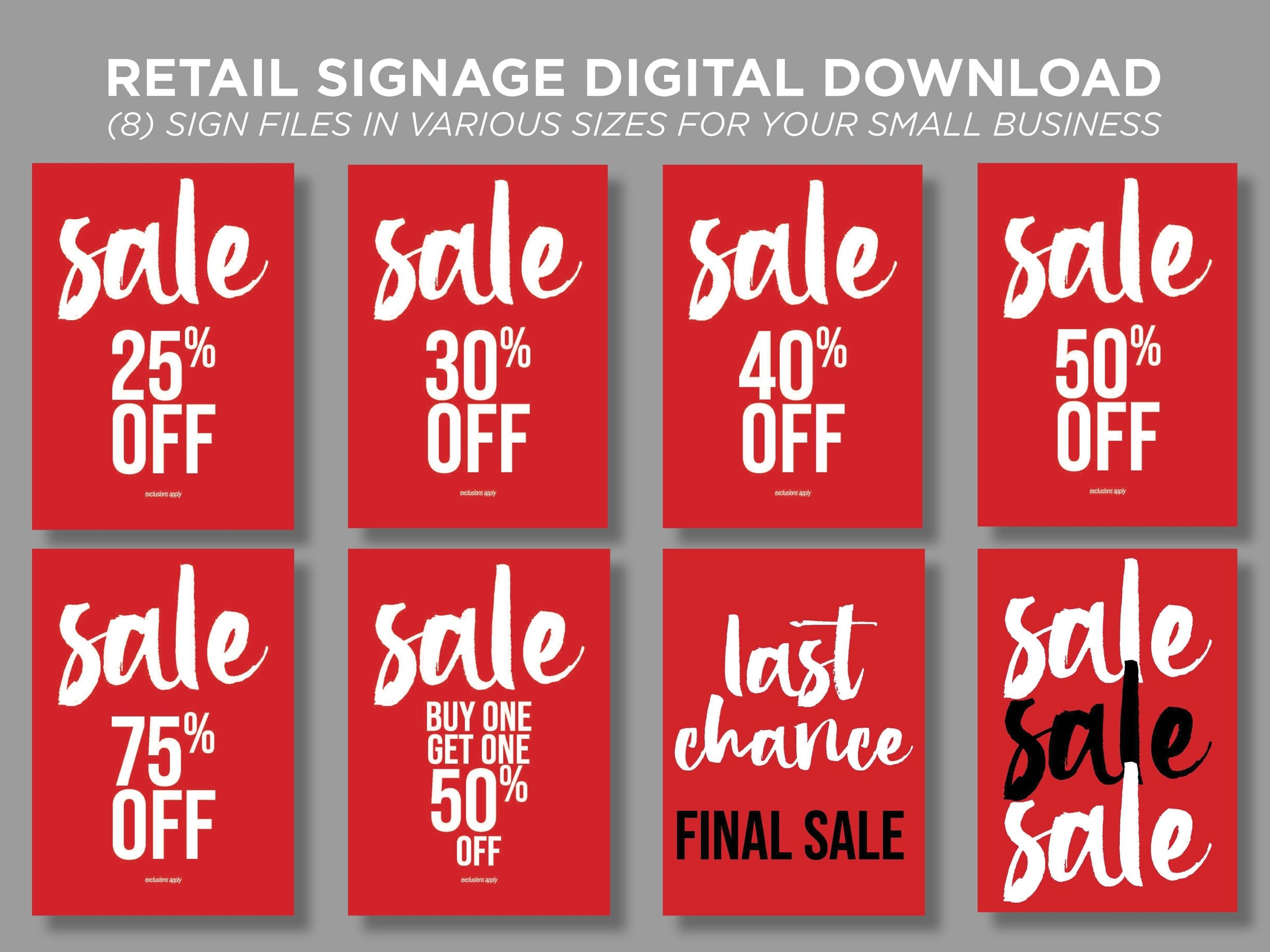 RETAIL SALE Sign Bundle I Download U0026 Print I Store Signs I Posters I Price Point Signs I Retail Marketing I Print Multiple Sizes I Shop Sign Etsy UK