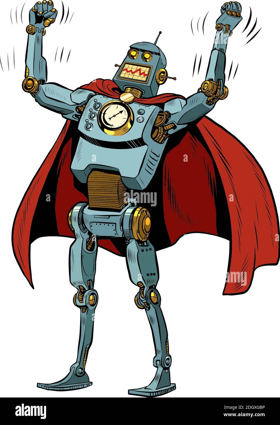 Robot Superhero In A Heroic Pose Stock Vector Image U0026 Art Alamy