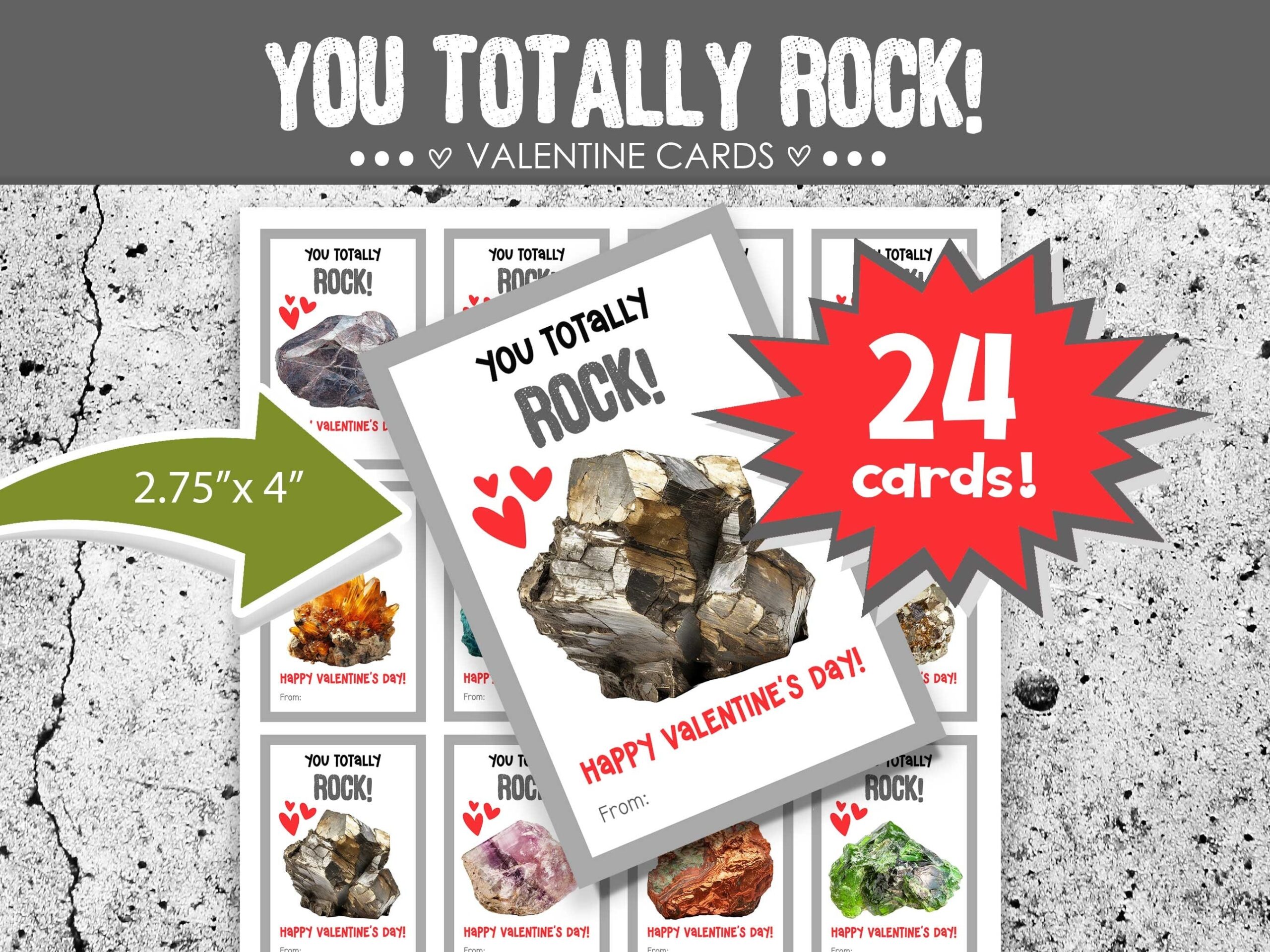 Rock Valentine Cards Geode Valentine Cards Kids Valentine Cards Boys Valentine Cards Girls Valentine Cards Etsy
