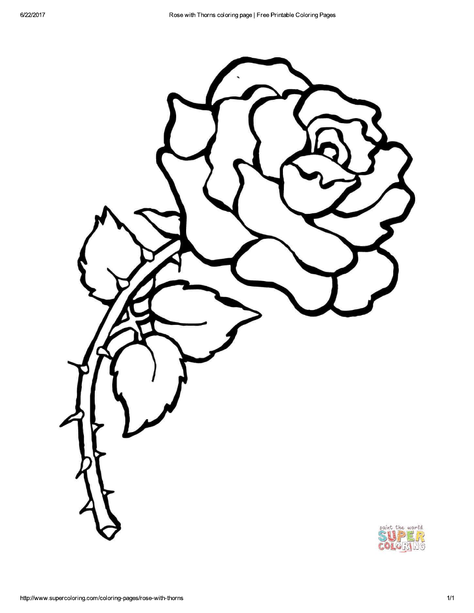 Rose With Thorns Coloring Page Download Printable PDF Templateroller