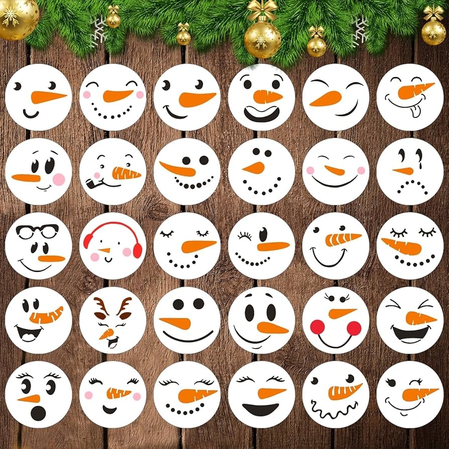 Round Snowman Face Stencils Reusable Christmas Stencils Holiday Drawing Stencils For Painting On Wood Wall Paper Fabric 3 Inches 