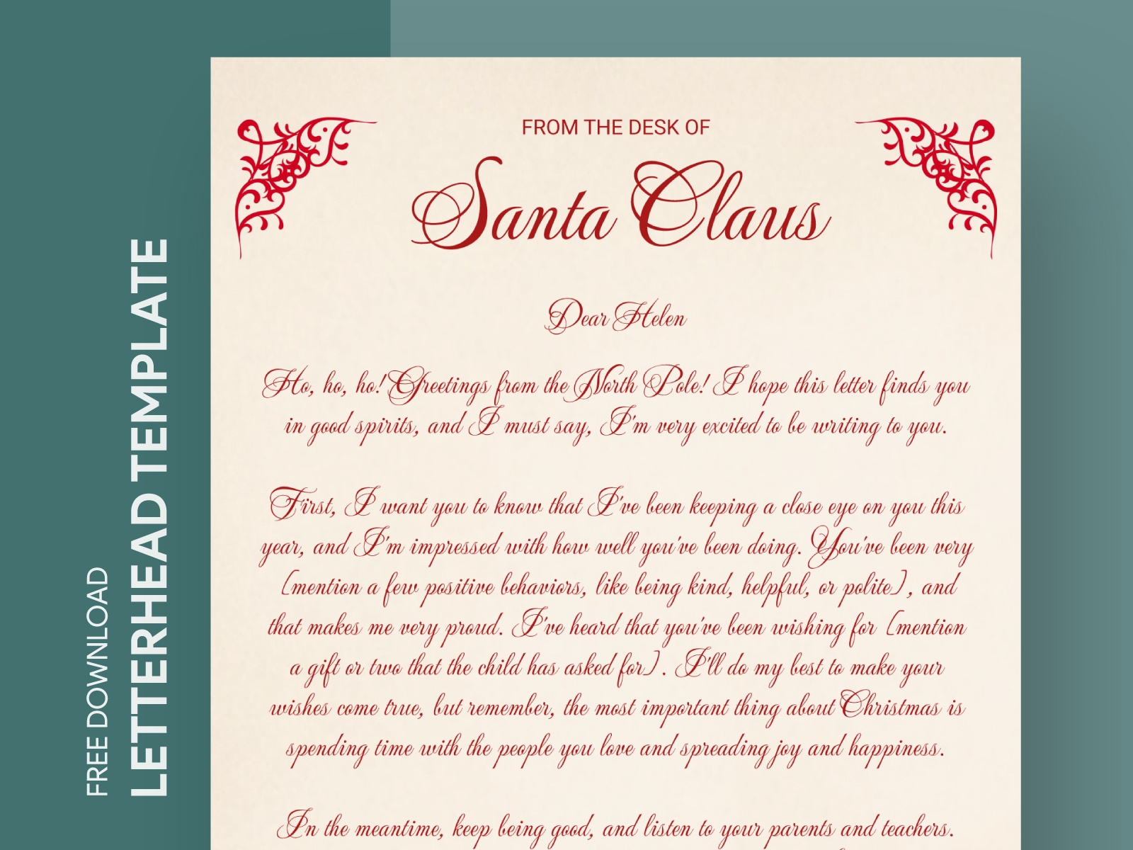 Free Printable Santa Claus Letterhead