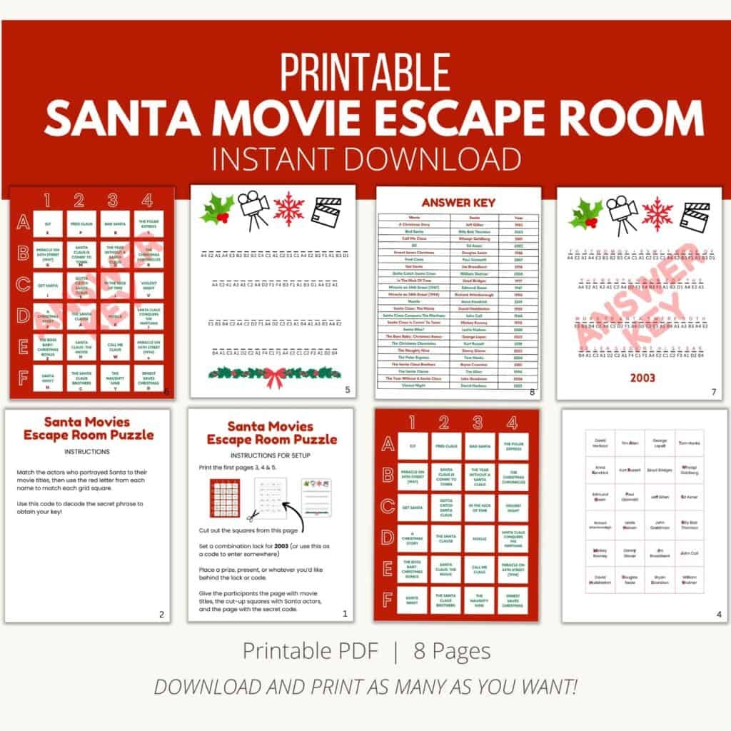 Santa Movie Escape Room Printable Add A Little Adventure